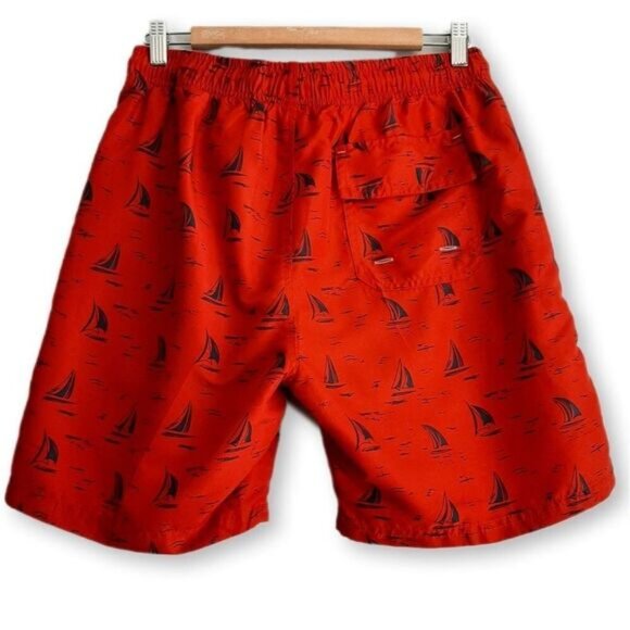 U.S. POLO Assn. Swim Trunks Board Shorts Sail Boat Print Red Men's Sz M - Picture 6 of 9